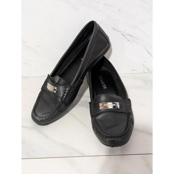 Coach New York Women's Black Solid Slip-On Round Toe Flat Loafers Shoe Size 7B - Picture 1 of 9
